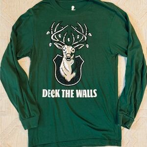 Green Long Sleeve Shirt with Deer Graphic